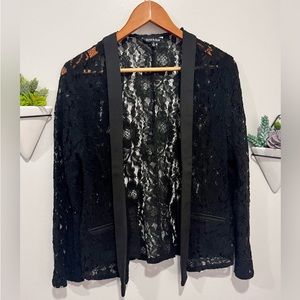 Jluxlabel Black delicate lace and satin accented blazer